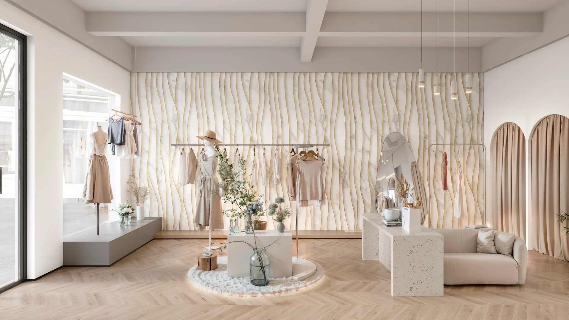 Acoustic Wall Pro AW19 Carrara Lines en un ambiente